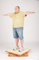 Whole Body Man T poses Casual Overweight Bald Studio photo references